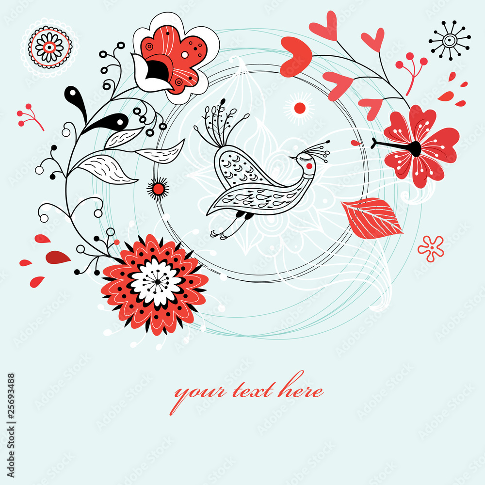 Flower background with a bird Flower background with a bird