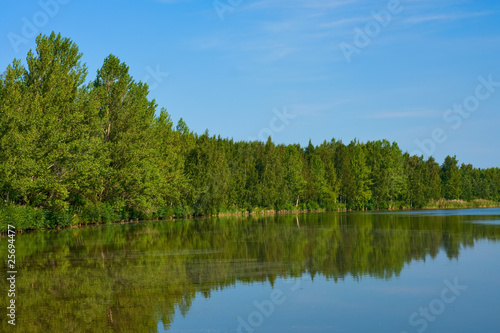 Reflection of trees in lake in Vaasa  Finland