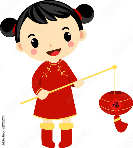 A chinese girl and her beautiful lantern