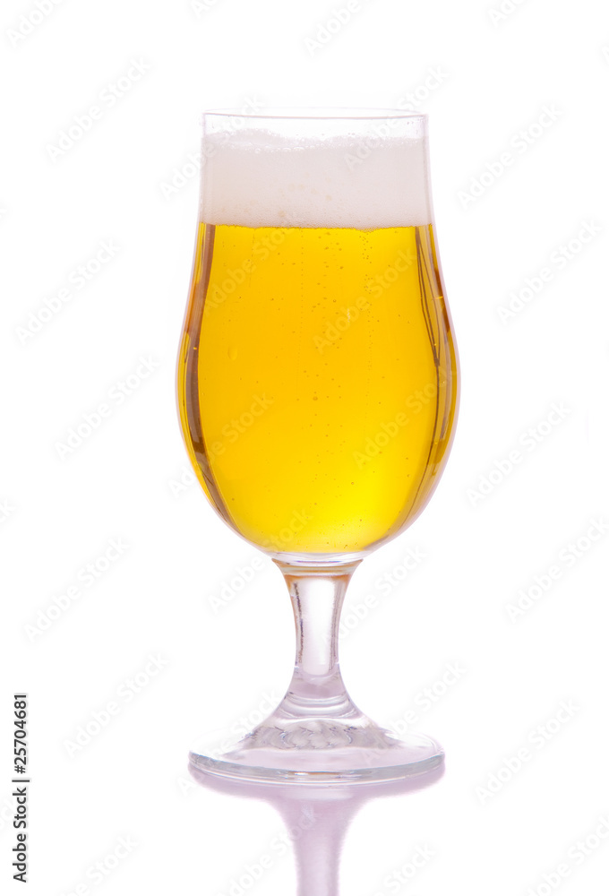 glass of beer on a white background glass of beer on a white background