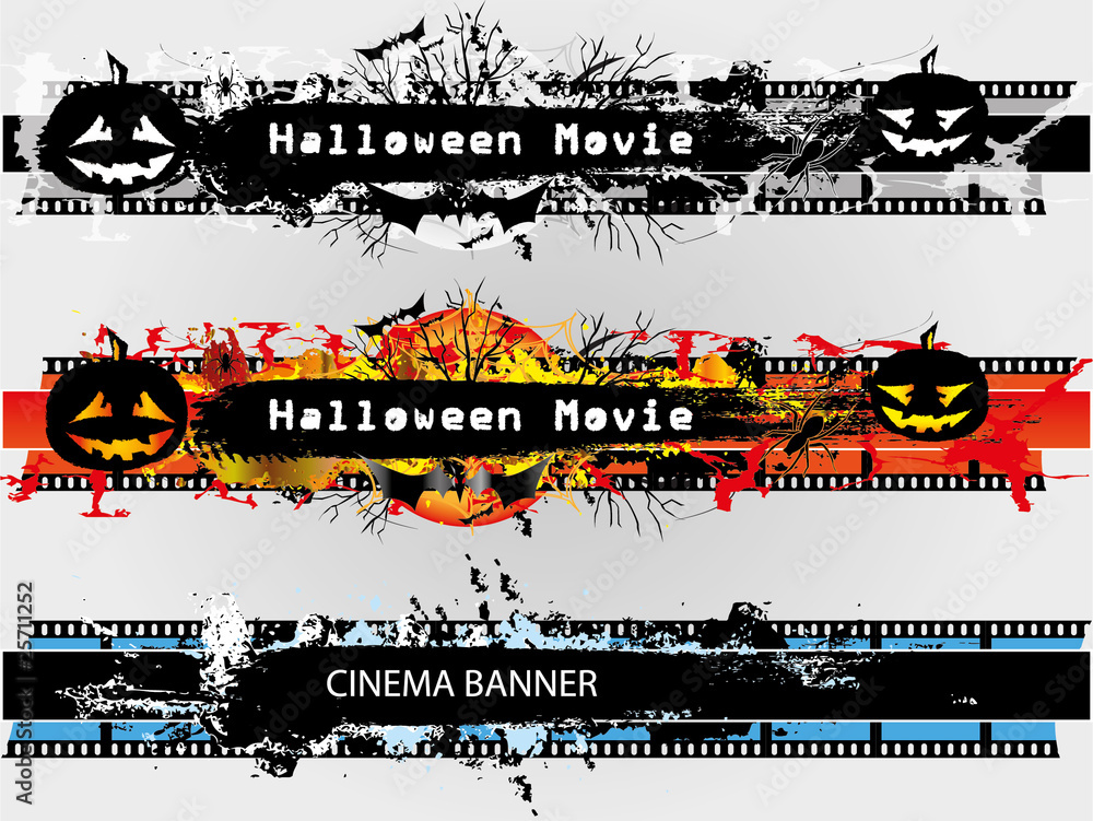 Grunge banners set for Halloween and plain