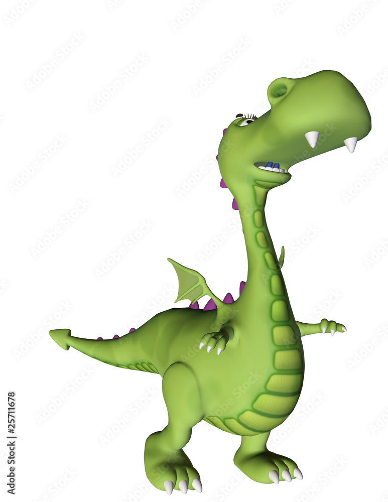 Naklejka premium green baby dragon looking up