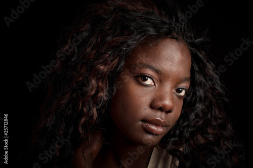 beautiful portrait of a black african american on black