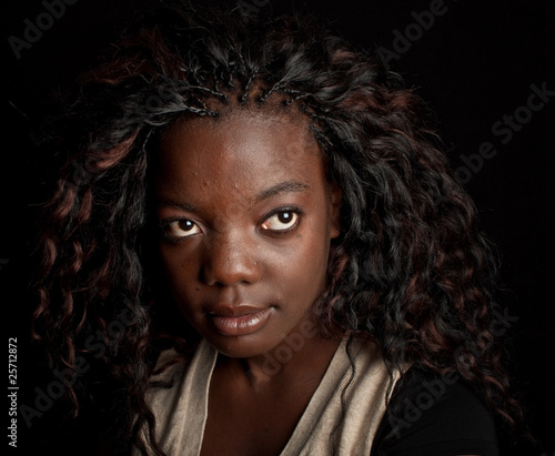 beautiful portrait of a black african american on black