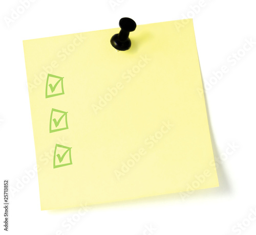 Blank Yellow To-Do List Sticky Note with push pin, isolated