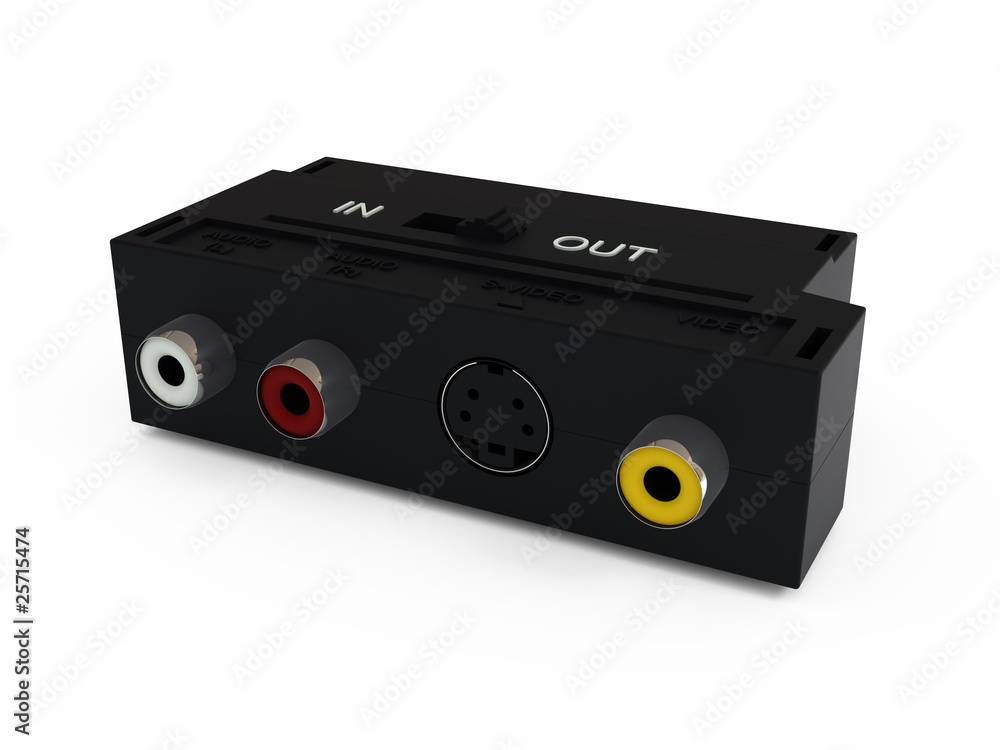 Obraz premium Video adapter with RCA, isolated on white, 3d illustration