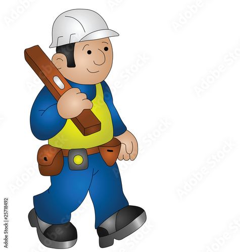 Cartoon builder wearing personal protection equipment