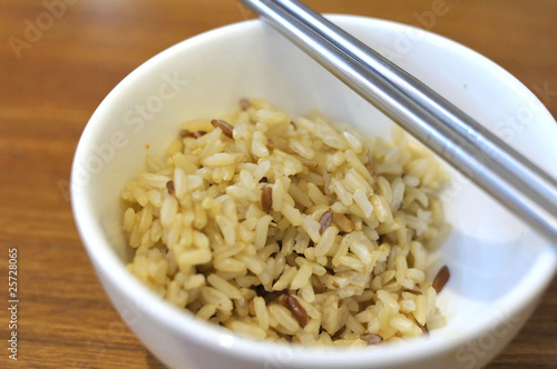 Cooked, red unpolished rice