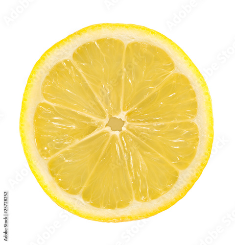 Round Lemon Slice Isolated on White Background