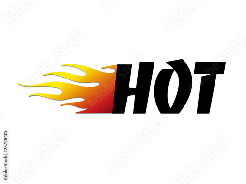 Schriftzug mit Flammen: Hot