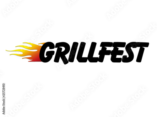 Schriftzug mit Flammen: Grillfest