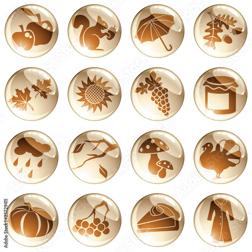 Set of autumn icons in cool browns