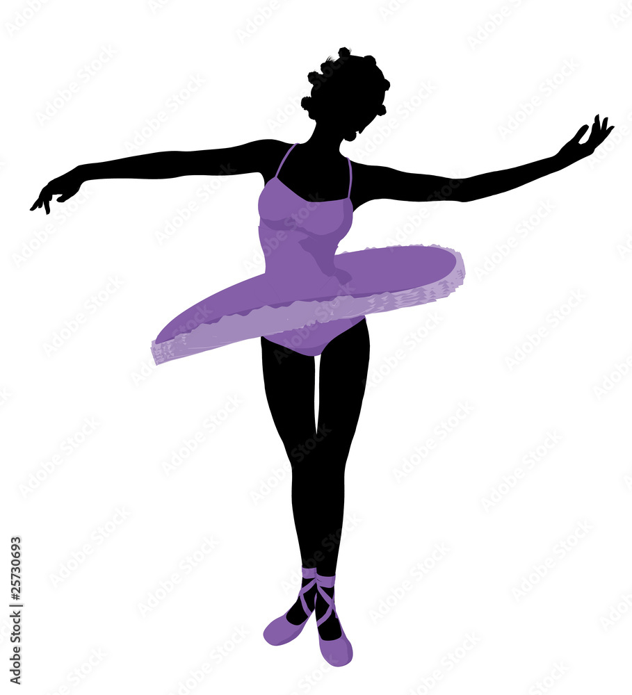Obraz premium African American Ballerina Illustration Silhouette