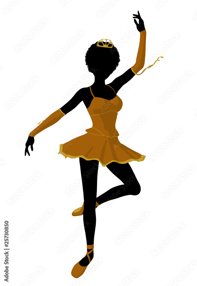 African American Ballerina Illustration Silhouette