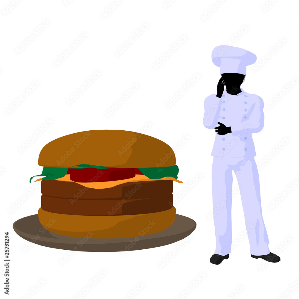 African American Chef Art Illustration Silhouette African American Chef Art Illustration Silhouette