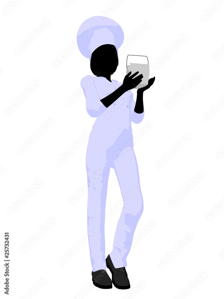 Fototapeta premium Female Chef Art Illustration Silhouette