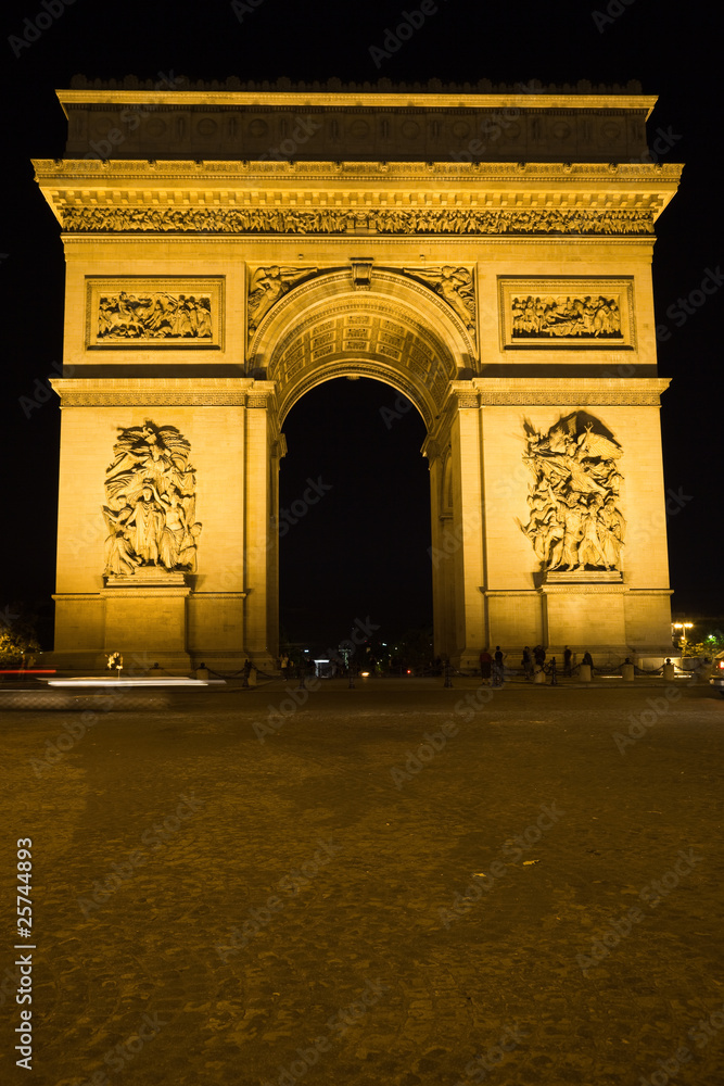 The Arc of Triomphe at night, Paris