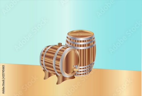 old dark wooden barrels ( background on separate layer )