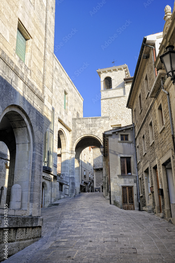 Street in the old town of San Marino, Republic of San Marino