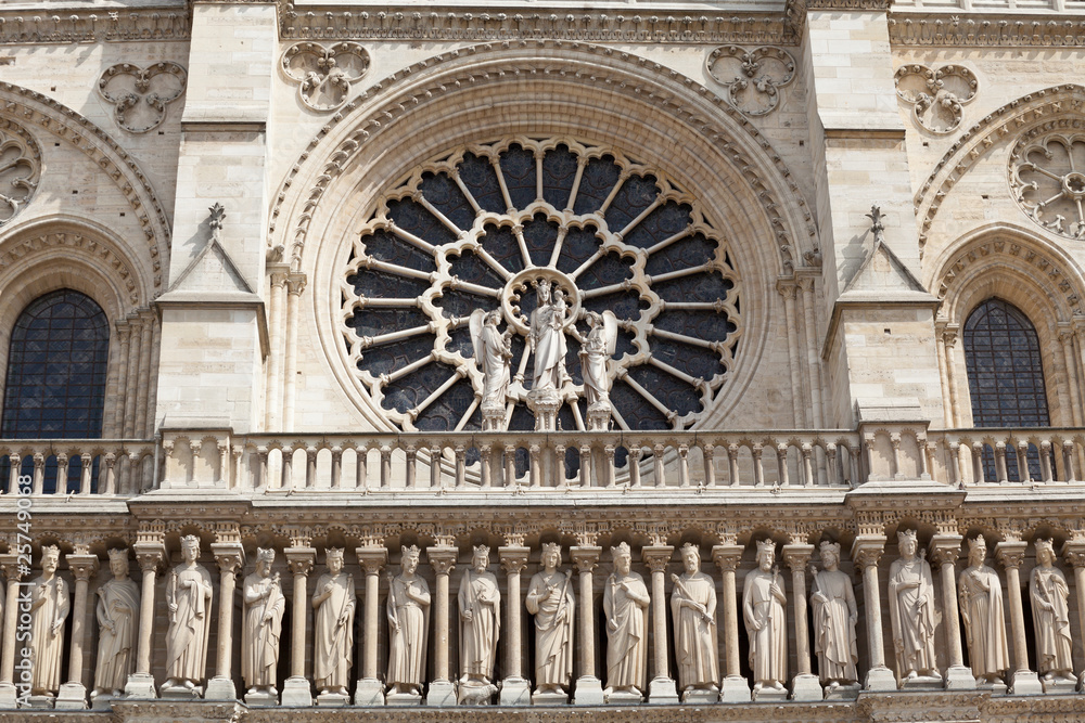 Notre Dame of Paris: main facade close up