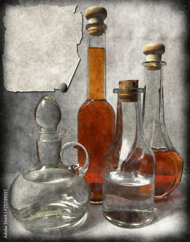 Still Life with homemade wine  -artwork in painting style