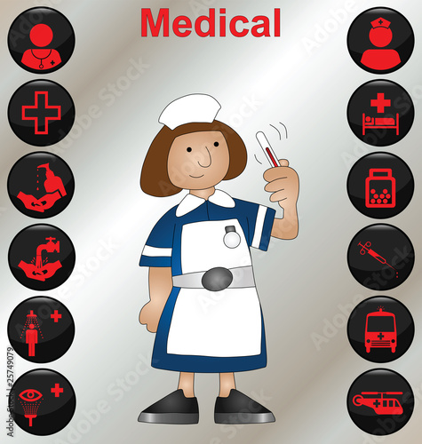 Nurse with a selection of medical icons