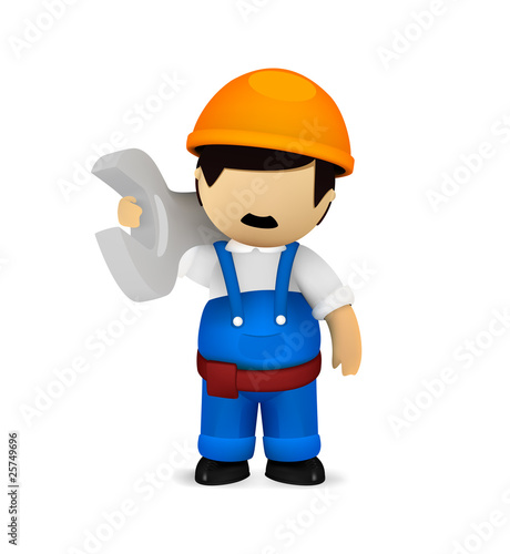 Craftsman holding wrench