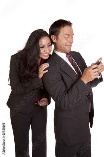 Man and woman like text