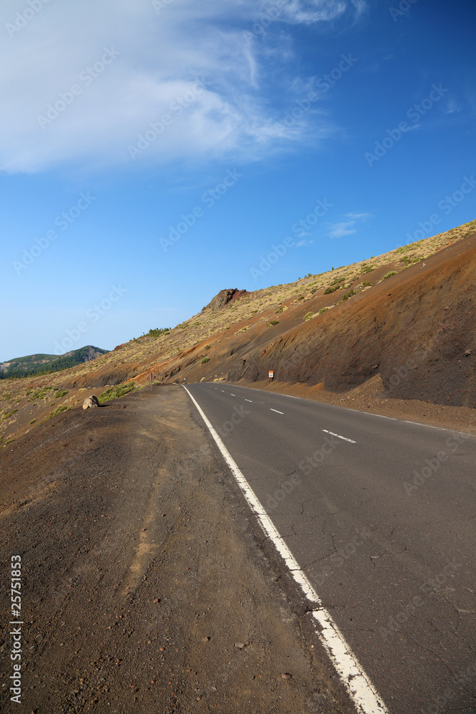 Road to national park El Teide, Tenerife Island, Canary.