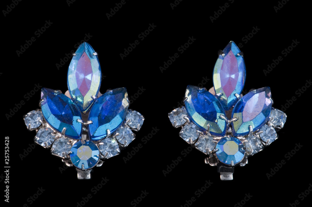 vintage blue clip on earrings
