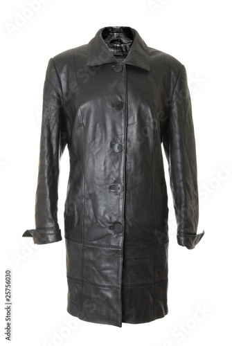 Female leather overcoat | Isolated
