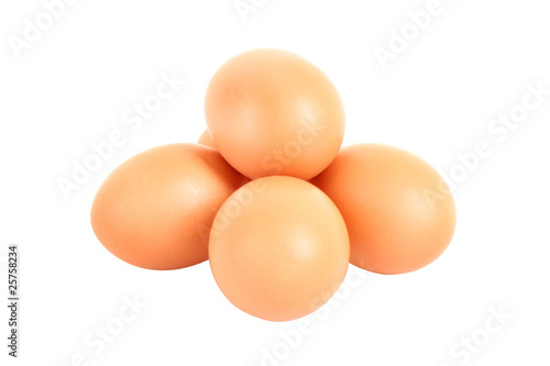 Group of brown hen's eggs isolated on white