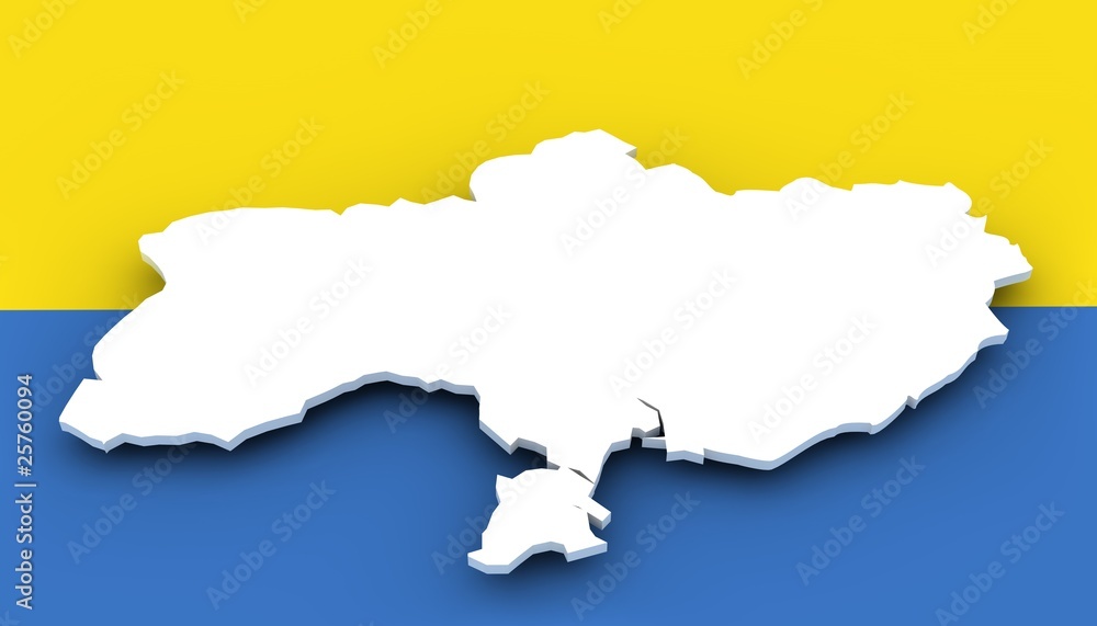 Fototapeta premium Landkarte Ukraine mit Flagge