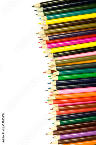 set of coloured pencils isolated on white background