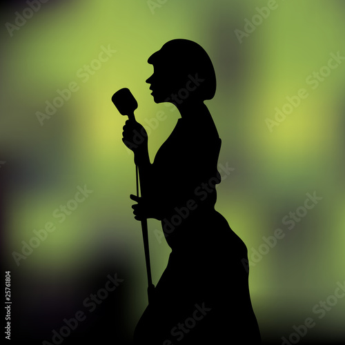 The woman sings