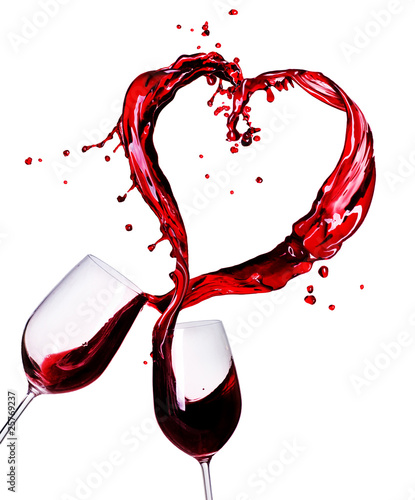 Two Glasses of Red Wine Abstract Heart Splash #25769237
