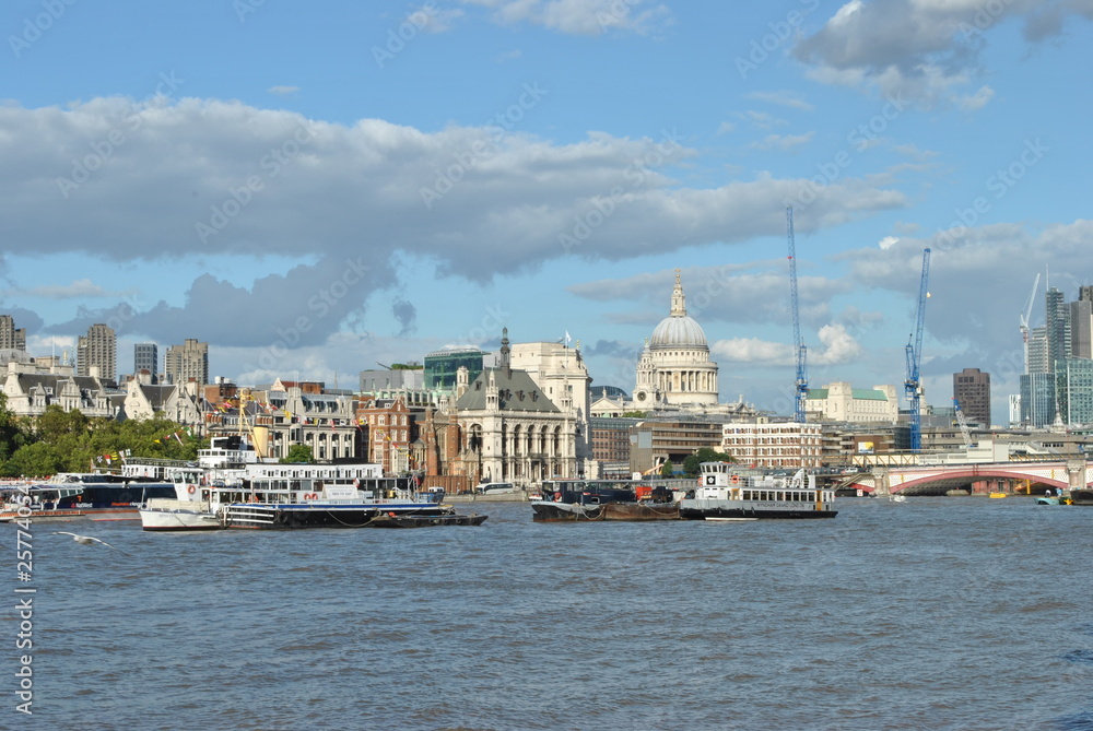 Thames and St Paul's Cathedral, London, UK