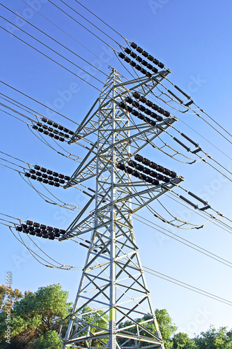 Electricity. Pillar against the blue sky photo