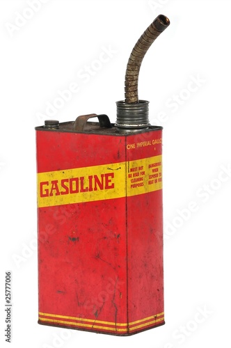 Vintage retro metalic fuel container isolated on white