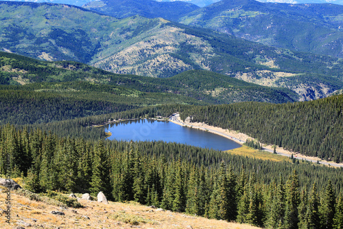 lake nestled between mountains