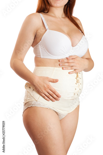 pregnant woman wearing maternity girdle