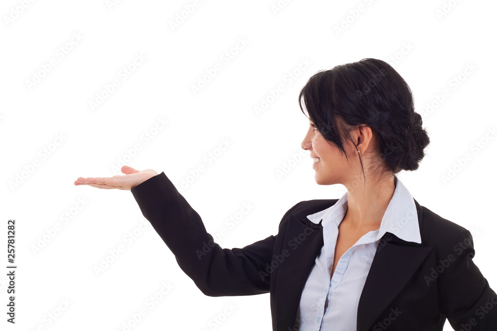 business woman presenting business woman presenting