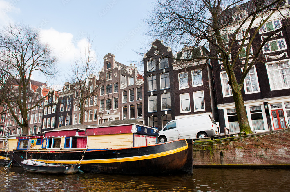 Canal house boat in Amsterdam