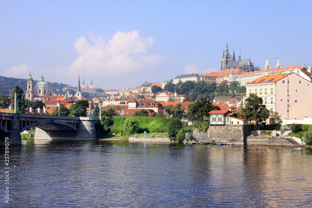 Fototapeta premium Prague with gothic Castle above River Vltava, Czech Republic