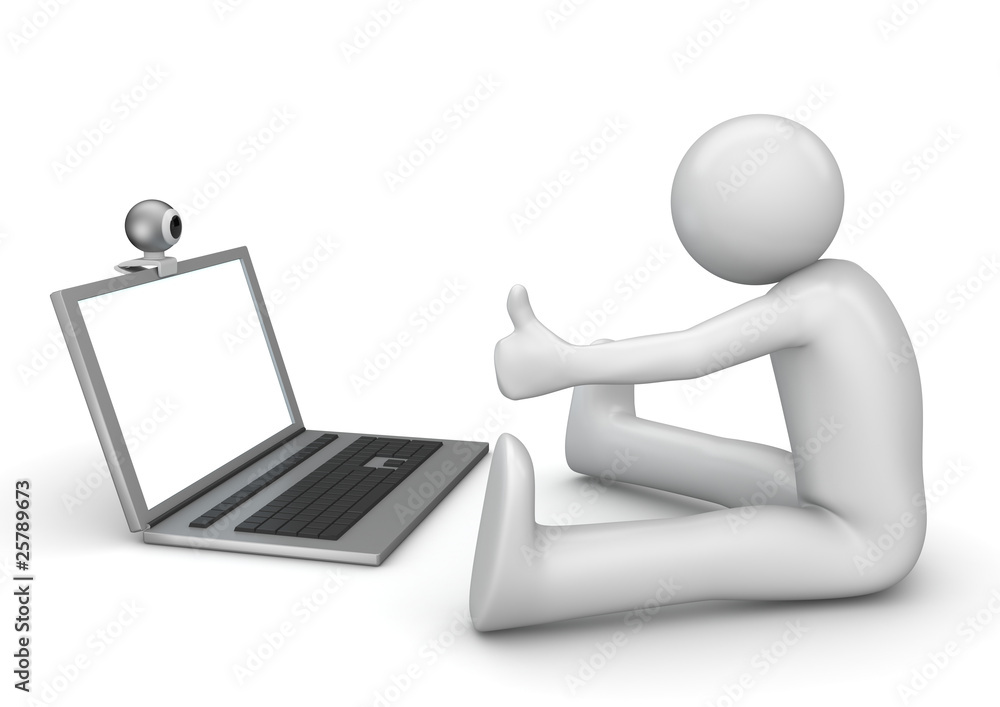 Videochat - man, laptop, webcam, copyspace screen Videochat - man, laptop, webcam, copyspace screen