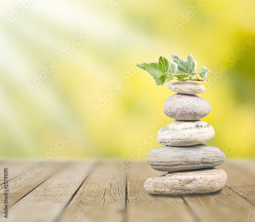 Stack pebbles and sunshine