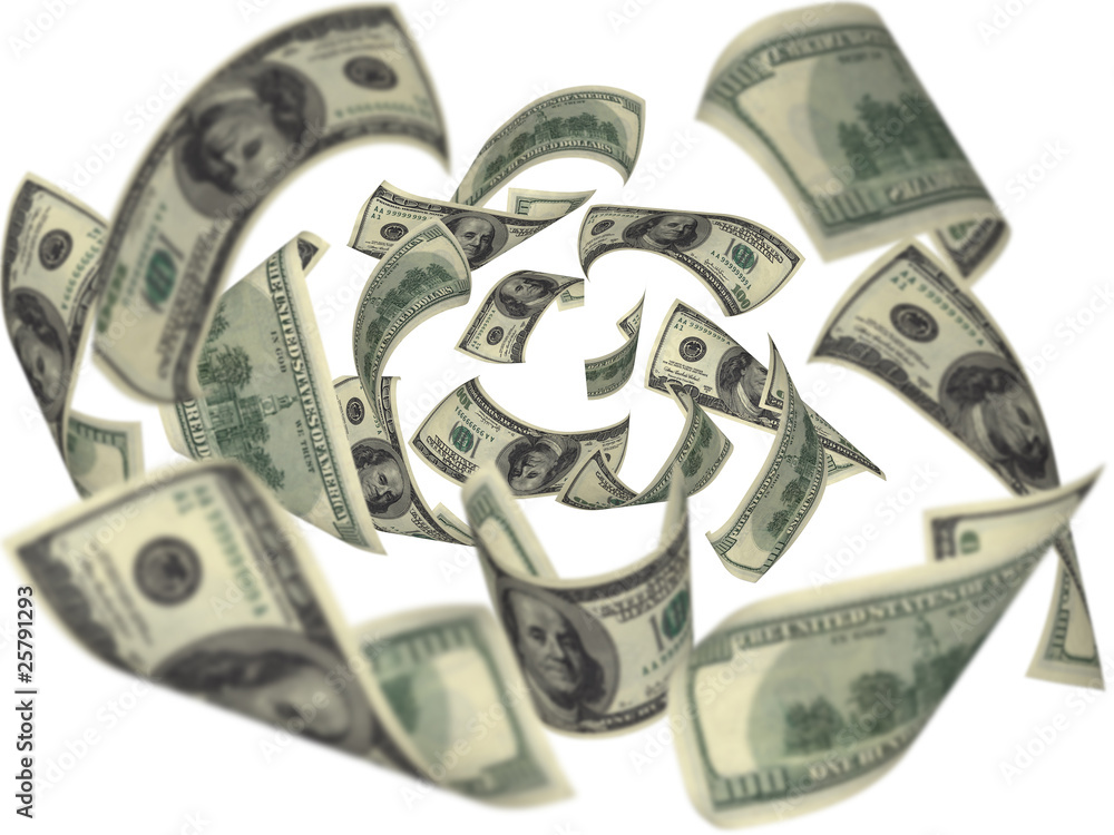 Hundred dollar bills falling Hundred dollar bills falling