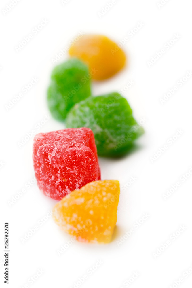 Candied fruit isolated on white background Candied fruit isolated on white background