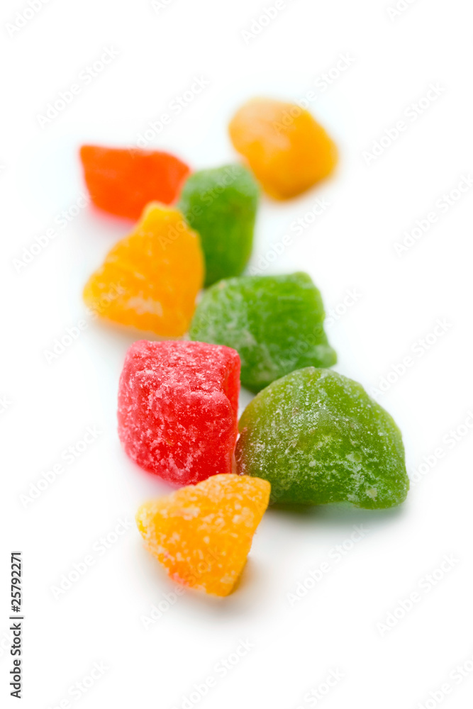 Candied fruit isolated on white background Candied fruit isolated on white background