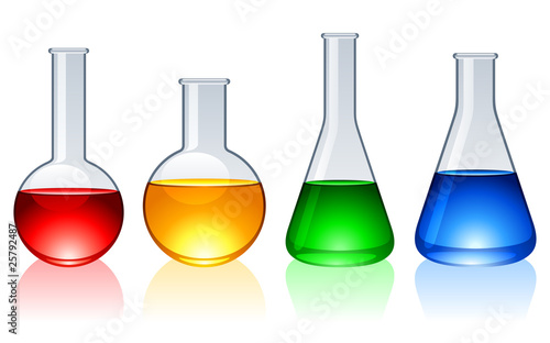 Glass flasks.